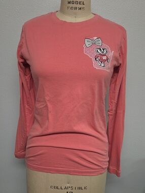 Knights Apparel Coral Pink Long Sleeve Tee with Badger Patch
